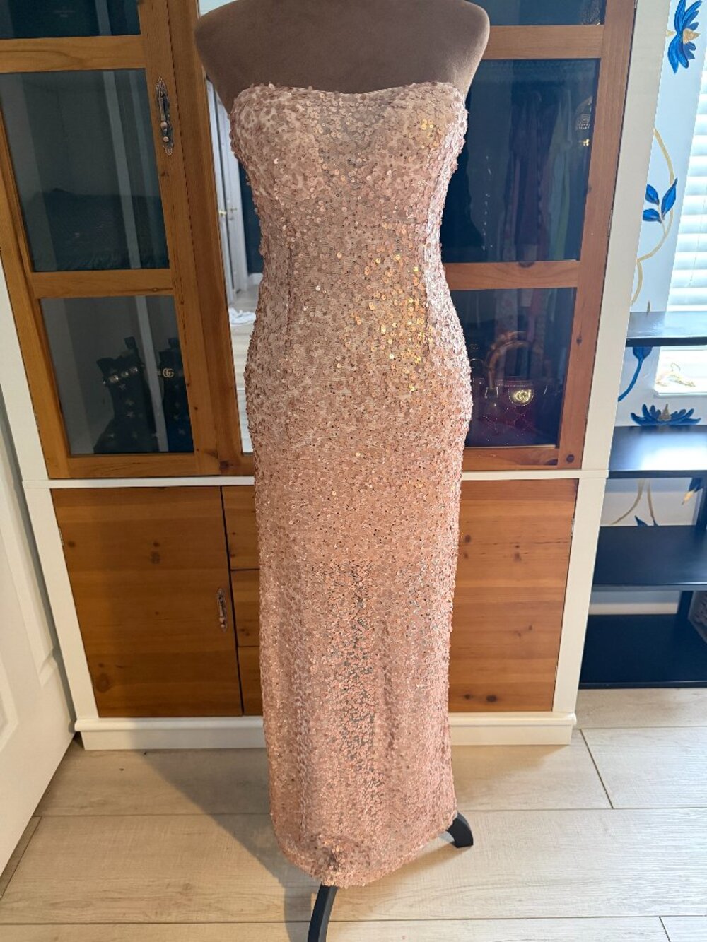 Red Clover Rose Gold Sequin Dress Size S